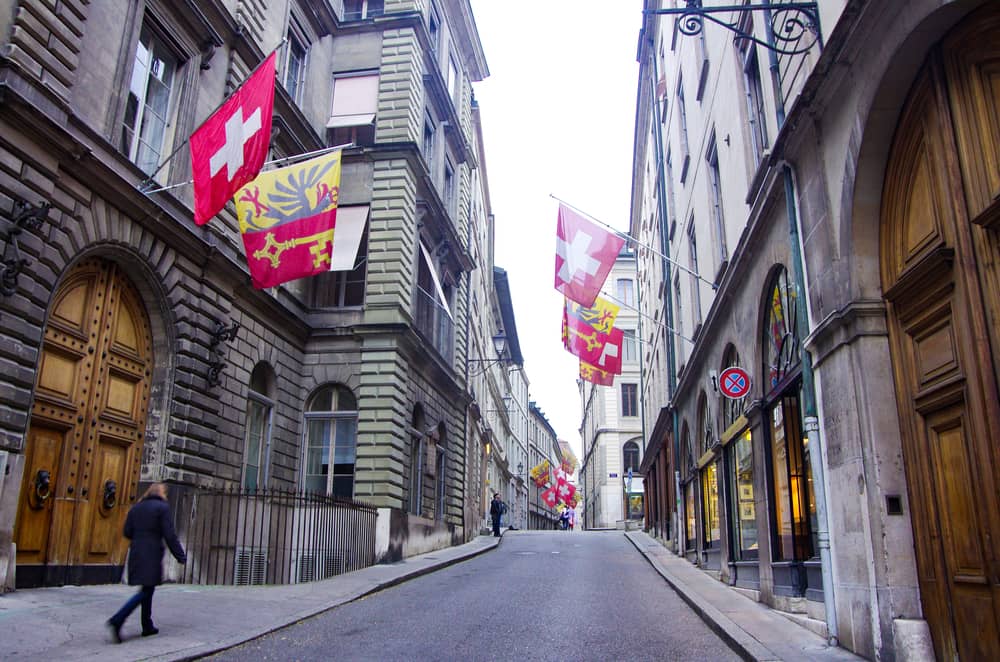 Slika v starem mestnem jedru, Ženeva, Švica